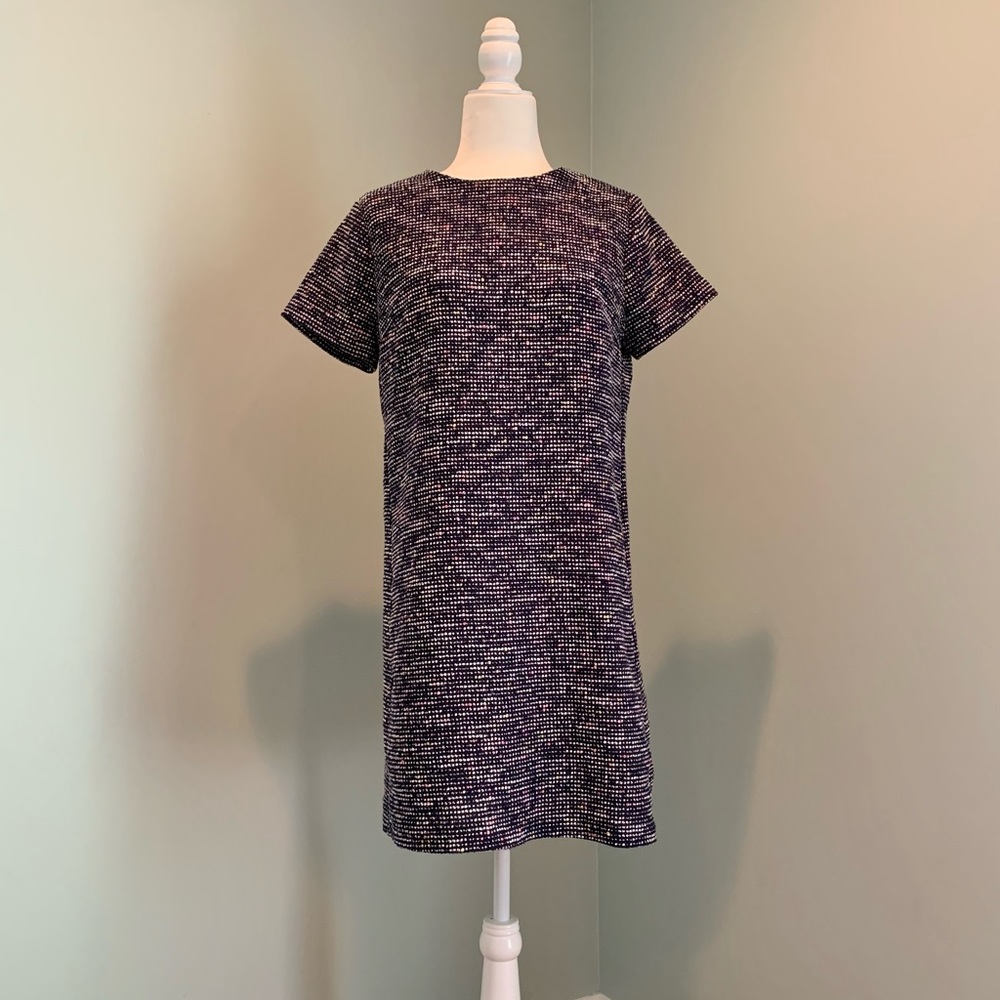 Navy blue tweed LOFT tunic dress